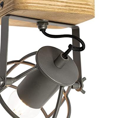 QAZQA Industriële spot donkergrijs met hout verstelbaar - Arthur