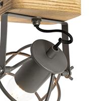 QAZQA Industriële spot donkergrijs met hout verstelbaar - Arthur - thumbnail