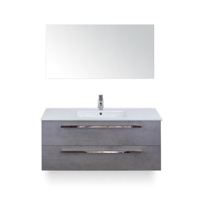 Seville Badmeubelset 120 cm - 2 laden Beton Antraciet - Wastafel Enjoy Enkel - met Spiegel