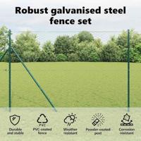 VidaXL Afrasteringspaal groen 25 x 1,6 m (50 mm gaas) staal en pvc - thumbnail