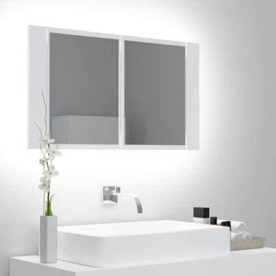 VidaXL Badkamerkast met spiegel en led 80x12x45 cm acryl wit
