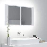 VidaXL Badkamerkast met spiegel en led 80x12x45 cm acryl wit - thumbnail