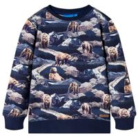 Kindertrui berenprint 128 marineblauw - thumbnail