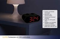 TFA Dostmann 60.2551.01 Wekker Zendergestuurd Zwart Alarmtijden 1 USB-aansluiting, Groot display - thumbnail