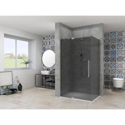 Van Rijn Products ST08 Nis Draaideur - 130x200cm - grijs rookglas - dikte 8mm - 2 delig - muurprofiel - stabilisatiestang - RVS ST08300130GRBN Van Rijn Products ST08 Nis Draaideur - 130x200cm - grijs rookglas - dikte 8mm - 2 delig - muurprofiel - stabilisatiestang - RVS ST08300130GRBN