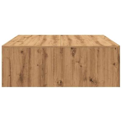 Salontafel 100x100x35 cm bewerkt hout artisanaal eikenkleurig