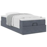Ottoman bed met matras 100x200 cm fluweel donkergrijs - thumbnail