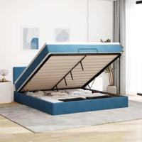Ottoman bed met matras en LED's 160x200cm fluweel donkerblauw - thumbnail