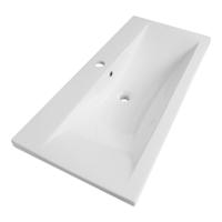 Brauer Halo Wastafel - 100 cm - met 1 Spoelbak en 1 Kraangat - Keramiek Hoogglans Wit - thumbnail