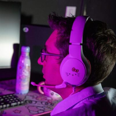 Konix Hello Kitty Kabelgebundenes Gaming-Headset voor PC, PS4, PS5, Switch, Xbox One und Series X|S - Microfon - Kabel 1,5 m - 3,5 mm Klinkenstecker - Weiß und Rosa