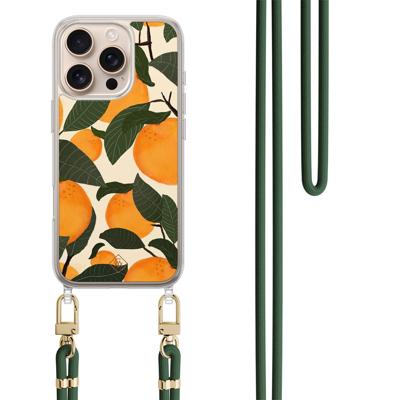 iPhone 16 Pro hoesje met groen koord - Orange garden