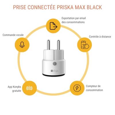 Mini smart socket - KONYKS - Priska Max Black FR - Wi-Fi+BT - 16A - Wit
