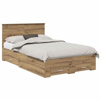 Bedframe met hoofdeinde Artisan Eiken 120 x 200 cm Bewerkt hout