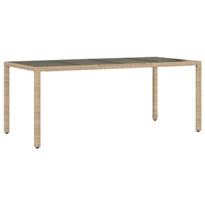 7-delige Tuinset met kussens poly rattan en glas beige - thumbnail