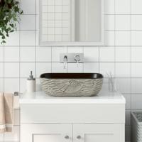 VidaXL Opzetwasbak rechthoekig 48x37,5x13,5 cm keramiek grijs en zwart - thumbnail