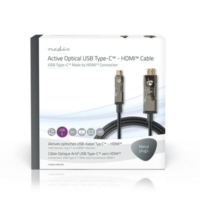 Nedis CCBG6410BK500 Usb Type-c™ Naar Hdmi™-kabel Aoc Type-c™ Male - Hdmi™-connector 50.0 M Zwart