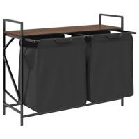 Wasmand 2 vakken met plank bruin eikenkleurig - thumbnail