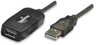 Manhattan 150248 USB-kabel USB 2.0 USB-A stekker, USB-A bus 10.00 m Zwart Manhattan 150248 USB-kabel USB 2.0 USB-A stekker, USB-A bus 10.00 m Zwart