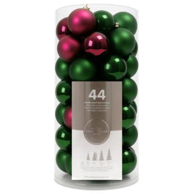 Kerstballen shatterproof paars/groen 44 stuks | 8 stuks