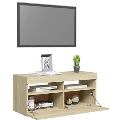 Tv-meubel met LED-verlichting 90x35x40 cm sonoma eikenkleurig