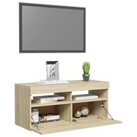 Tv-meubel met LED-verlichting 90x35x40 cm sonoma eikenkleurig - thumbnail
