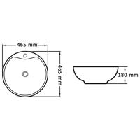 Wastafel met overloop 46,5x18 cm keramiek wit - thumbnail