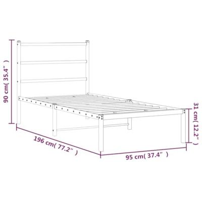 Bedframe met hoofdbord metaal zwart 90x190 cm