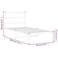 Bedframe met hoofdbord metaal zwart 90x190 cm - thumbnail