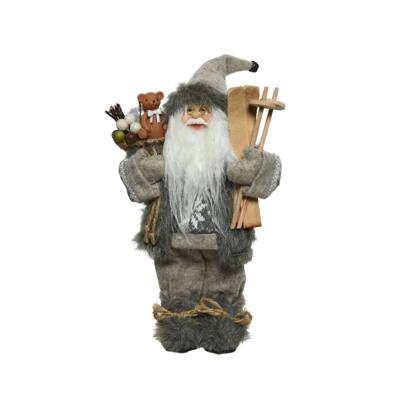 Decoris Kerstman h45cm grijs polyester