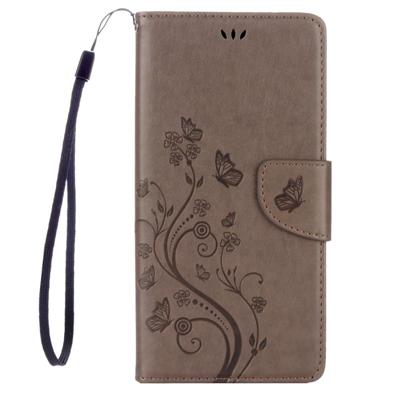 Voor Sony Xperia XA Ultra Bloemens Embossing horizontaal Flip lederen hoesje met houder & opbergruimte voor pinpassen & portemonnee & Lanyard(grijs)