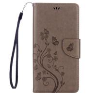 Voor Sony Xperia XA Ultra Bloemens Embossing horizontaal Flip lederen hoesje met houder & opbergruimte voor pinpassen & portemonnee & Lanyard(grijs) - thumbnail