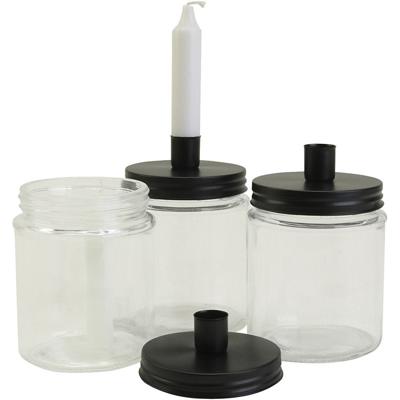 Potje met kandelaar en kaarsen, H: 15 cm, d 9.5 cm, afm 15 cm, 6 set/ 1 doos