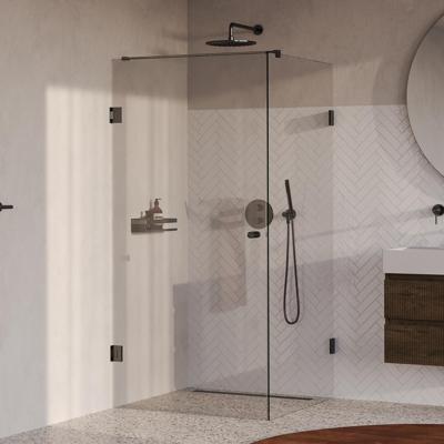 Brauer Void - Carving Douchecabine met Draaideur - Helder Glas - 100x100x200 cm - incl. Glascoating - PVD Gunmetal Geborsteld