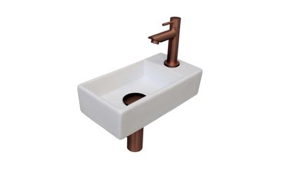 INK Versus Fonteinset - 36x18x9cm - wasbak links - porselein Glans wit/Mat rose goud 1805313