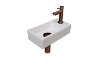 INK Versus Fonteinset - 36x18x9cm - wasbak links - porselein Glans wit/Mat rose goud 1805313 - thumbnail