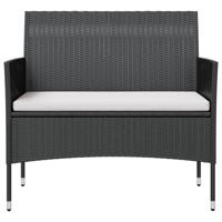 8-delige Loungeset met kussens poly rattan zwart - thumbnail