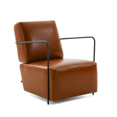 Gamer Fauteuil in bruin synthetisch leer en metaal met zwarte afwerking