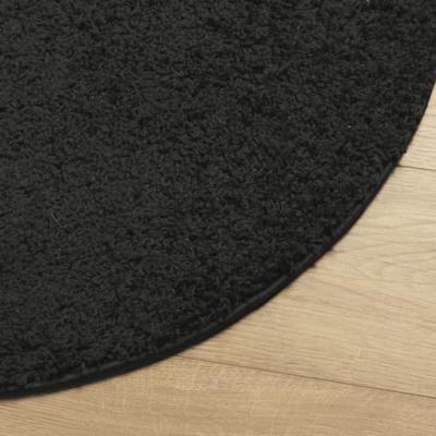 VidaXL Vloerkleed pamplona shaggy hoogpolig modern ø 240 cm zwart