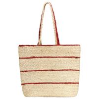vidaXL Boodschappentas handgemaakt jute natuurlijk roestrode streep - thumbnail