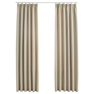 VidaXL Gordijnen verduisterend met haken 2 st 140x175 cm beige VidaXL Gordijnen verduisterend met haken 2 st 140x175 cm beige