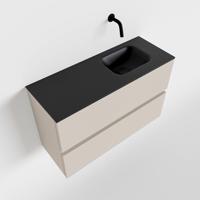 MONDIAZ ADA 80cm toiletmeubel linen. LEX wastafel urban rechts zonder kraangat - thumbnail