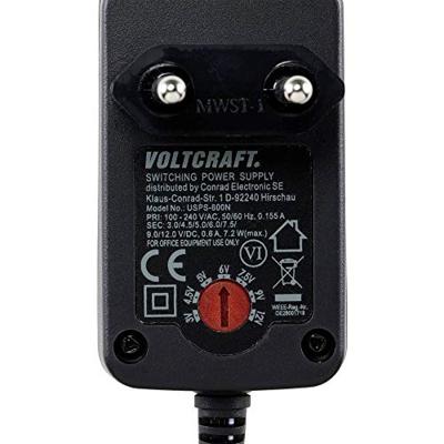 VOLTCRAFT VC-11258680 Stekkernetvoeding, instelbaar 3 V/DC, 4.5 V/DC, 5 V/DC, 6 V/DC, 7.5 V/DC, 9 V/DC, 12 V/DC 0.6 A 7.2 W Uitgangsspanning regelbaar