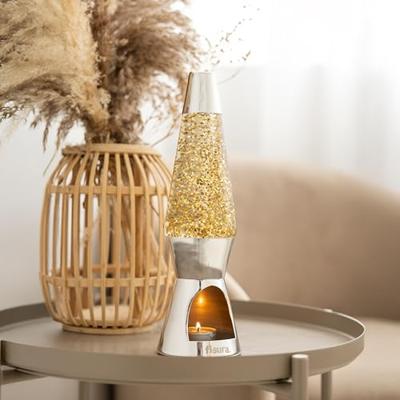 Waxinelicht lavalamp gouden glitters Waxinelicht lavalamp gouden glitters