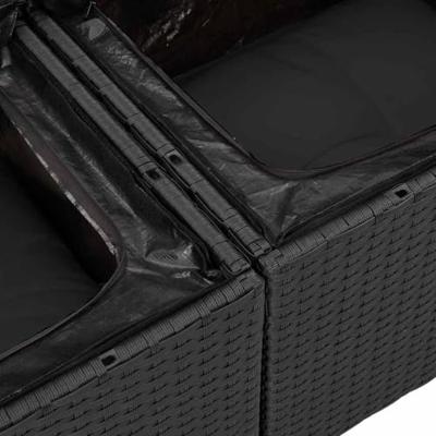 Tuinbankenset met opslag 8 pcs Zwart poly rattan