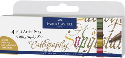 Faber Castell Tekenstift Pitt Artist Pen - kalligrafieset van 4 stuks