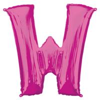 Folieballon Roze Letter &apos;W&apos; 83 cm - thumbnail