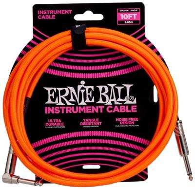 Ernie Ball 6079 Braided Instrument Cable, 3 meter, Neon Orange - thumbnail