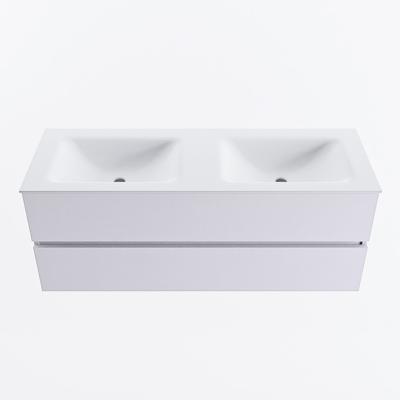 MONDIAZ VICA 130cm badmeubel onderkast Cale 2 lades. Wastafel CLOUD dubbel 2 kraangaten, kleur Talc.