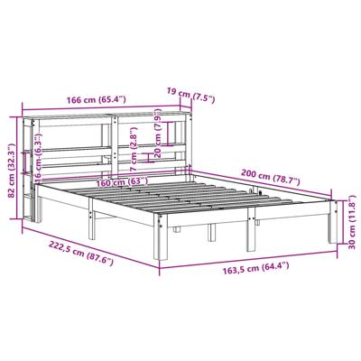 Bedframe met hoofdbord massief grenenhout 160x200 cm
