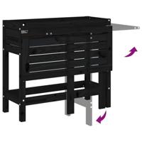 VidaXL Plantenbak met inklapbaar tafelblad massief grenenhout zwart - thumbnail